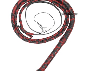 Handmade leather bullwhips red black sound cracker 16 plaints 4 ft to 10 ft