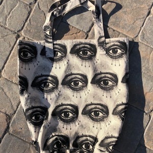 Vintage Eye Anatomy Drawing Gothic Emo Punk Canvas Tote Bag, Backpack Sand Bag