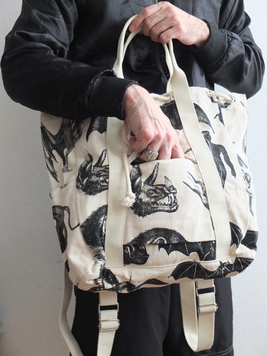 Bats Human Anatomy Pattern, SACK BAG Backpack, Canvas Tote Bag - Etsy ...