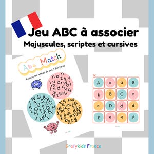 Jeu ABC alphabet à associer, Majuscules, scriptes et cursives, jeu mémory, apprentissage alphabet Maternelle / CP