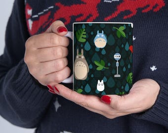 Totoro Illustration Ceramic Mug | Studio Ghibli Inspired 11oz 15oz