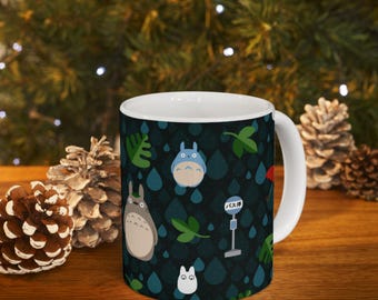 Totoro Illustration Ceramic Mug | Studio Ghibli Inspired 11oz 15oz