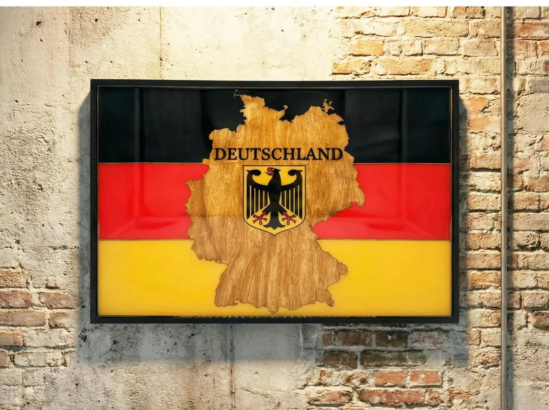 Germany Rectangle Frame Rectangular Germany Wooden Wall Map | Handmade Wooden Map of Germany ...