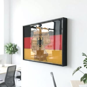 Germany Wall Art – Handmade Wood Map Epoxy Resin, German Flag Decor, Framed, Gift for Germany Lovers, Home Wall Decor, Ready to Hang