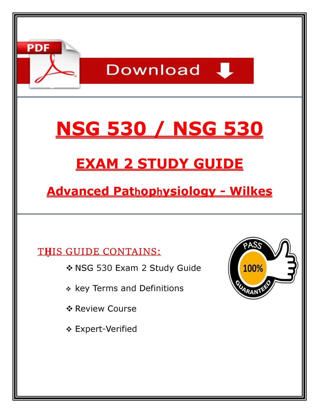 2025 NSG 530 Exam 2 Study Guide PDF – Advanced Pathophysiology – Wilkes ...