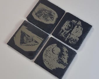 Star Wars A New Hope Inspired Square Slate Coasters  - Gift - Laser Engraved - Engraved - Personalisation