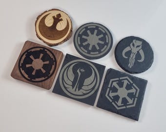Star Wars Faction Inspired Coaster - Engraved Slate or Wood, Personalized Gift