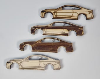 BMW G82 M4 Silhouette Fridge Magnet - Laser Engraved & Cut - Custom Wooden Magnet