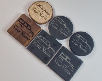 Personalized Land Rover Coaster - Engraved Defender 90, 110 & Discovery - Slate or Wood