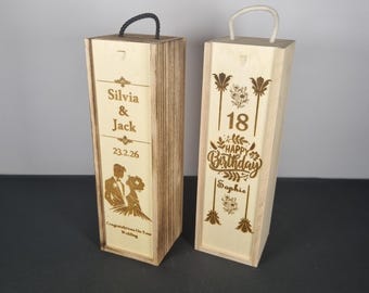 Personalised Wine Gift Box - Laser Engraved - Birthday Retirement Wedding New Home