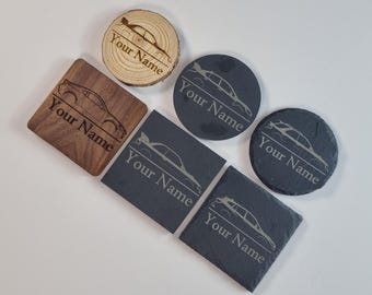 Personalized Subaru Coaster - Engraved Impreza, WRX, BRZ - Slate or Wood