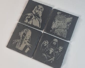 Star Wars Inspired Art Square Slate Coasters  - Gift - Laser Engraved - Personalisation