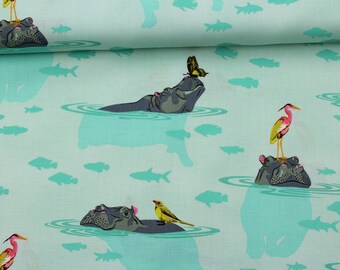 22.90 EUR / meter designer fabric Everglow My Hippos Don't Lie Tula Pink - Spirit | Patchwork United States | neon fabric | Jungle Animals | safari