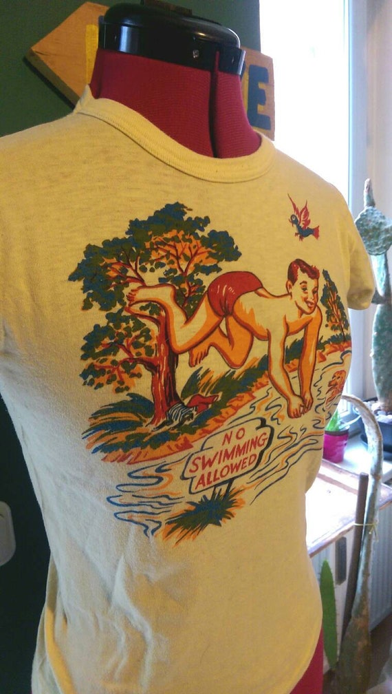 CAMPUS Brand Original 1950s Yellow Cotton Printed