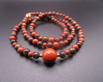 red Jasper brown Muscovite / Biotite Necklace