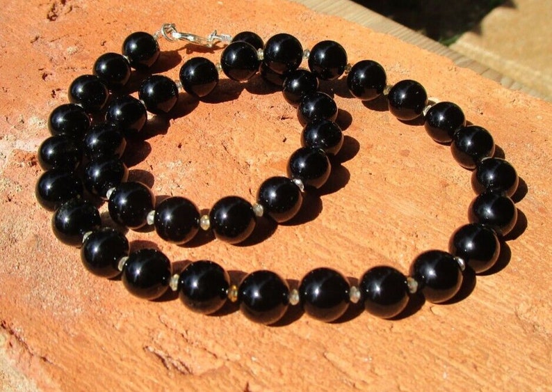 Collana con quarzo citrino in cristallo di rocca nero Morion immagine 2