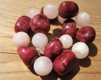 Morganite Thulite Bracelet: happy wishing