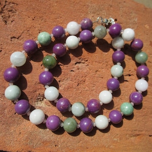 Phosphosiderite green Jadeite / Jade Rose Quartz Necklace