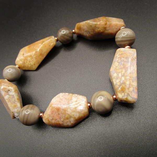 pink Moss Agate Flint Bracelet