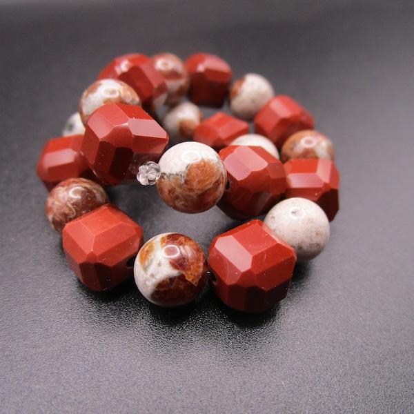 red Jasper Spessartite in Wollastonite Bracelet