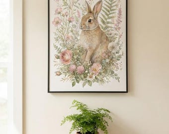 Rabbit Memorial Print Digital Download | Rainbow Bridge Gift | Rabbit Loss Gift | Pet Sympathy Gift | Printable Rabbit Art