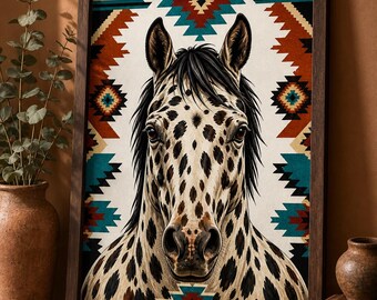 Appaloosa Horse Portrait Print Digital Download | Horse Wall Art | Appaloosa Gift | Horse Lover | Printable Horse Art