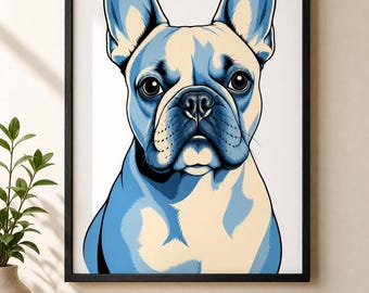 French Bulldog Portrait Print Digital Download | Dog Wall Art | Frenchie Gift | French Bulldog Lover | Printable Dog Art