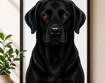 Labrador Retriever Portrait Print Digital Download | Dog Wall Art | Black Lab Gift | Lab Lover | Printable Dog Art