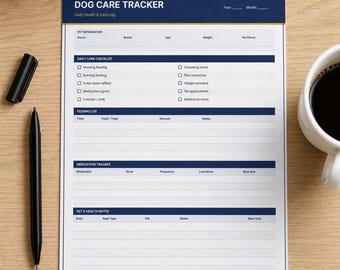 Dog Care Tracker Printable Digital Download | Dog Planner Sheet | Pet Care Log | Dog Owner Gift | Printable Dog Organizer