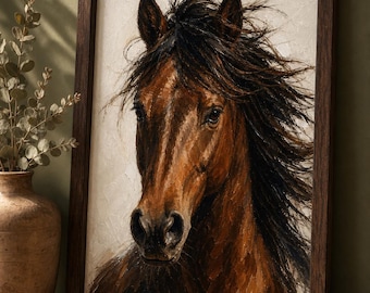 Mustang Horse Portrait Print Digital Download | Horse Wall Art | Mustang Gift | Horse Lover | Printable Horse Art