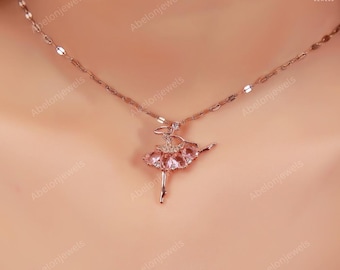 Collar de bailarina de plata esterlina / Colgante de bailarina de moissanita