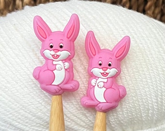 2 stitch stoppers, needle caps - HASE made of silicone pink knitting needle stoppers, knitting stoppers, knitting needle stoppers, knitting needles, silicone beads