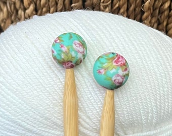 2 stitch stoppers, needle caps - turquoise colorful ROSE BALLS made of silicone knitting needle stoppers, stoppers, knitting needle stoppers, silicone beads