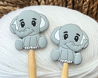 2 stitch stoppers, needle caps - ELEPHANT made of silicone ocher knitting needle stoppers, stoppers, knitting needle stoppers, knitting needles, silicone beads