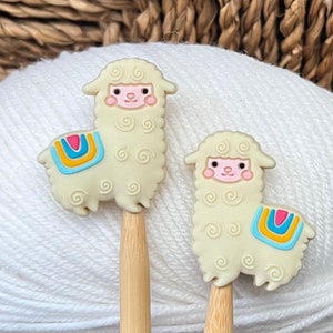 2 stitch stoppers, needle caps ALPACA made of silicone ocher knitting needle stoppers, stoppers, knitting needle stoppers, knitting needles, silicone beads image 1