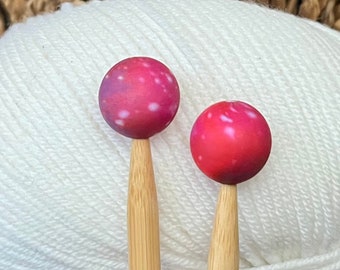 2 stitch stoppers, needle caps - magenta GALAXY BALLS made of silicone knitting needle stoppers, stoppers, knitting needle stoppers, silicone beads, set