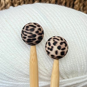 2 stitch stoppers, needle caps brown black LEO BALLS made of silicone knitting needle stoppers, stoppers, knitting needle stoppers, silicone beads, set image 1