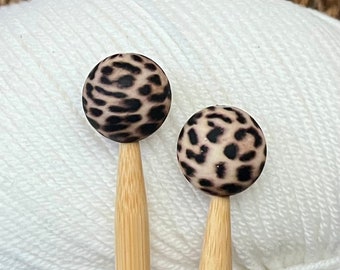 2 stitch stoppers, needle caps - brown black LEO BALLS made of silicone knitting needle stoppers, stoppers, knitting needle stoppers, silicone beads, set