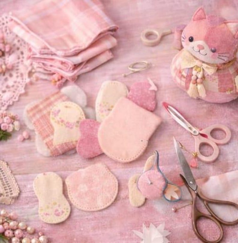 Patchwork Cat Sewing Pattern PDF, Kawaii Kitty Stuffed Animal Tutorial ...