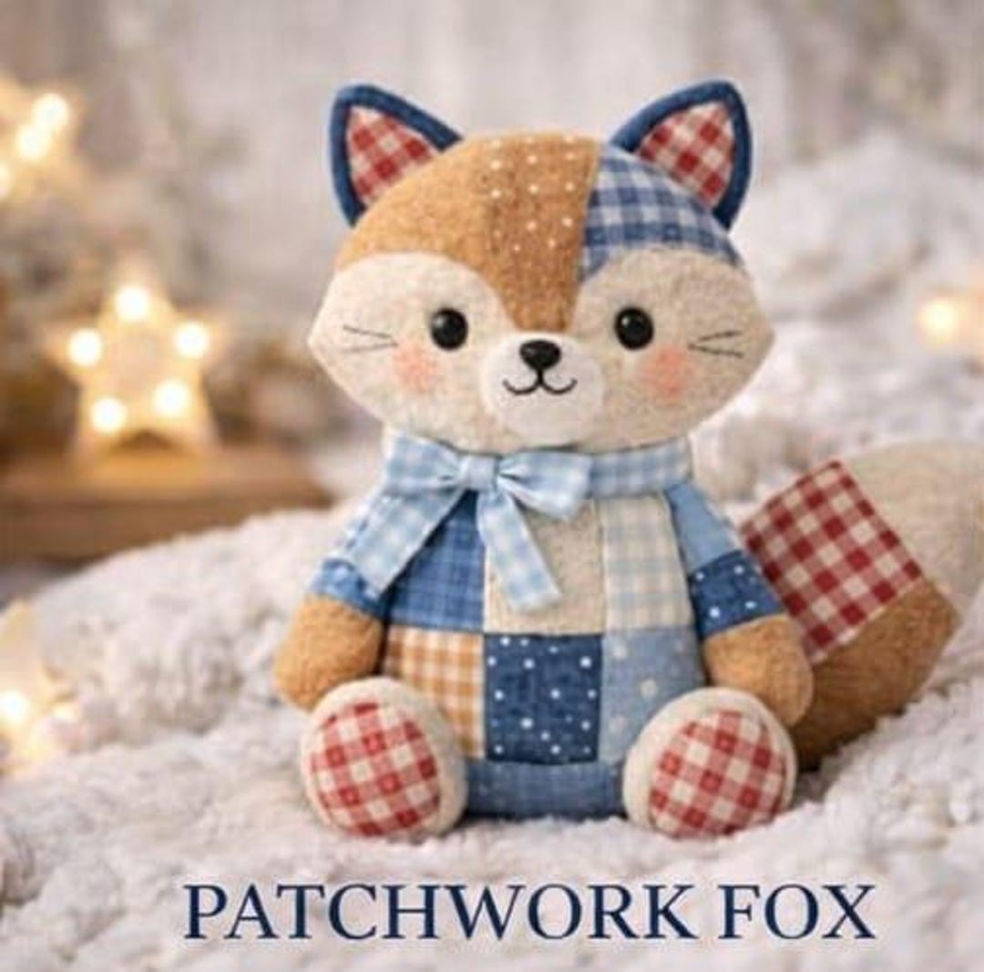 Patchwork Fox Sewing Pattern | Woodland Animal Plush Toy (PDF Download ...