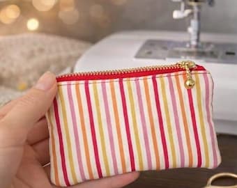 Handmade Striped Cotton Coin Pouch | Small Zipper Wallet