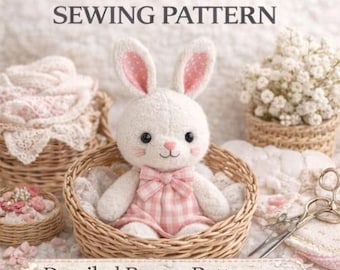 Mönster för sömnad av plyschkanin – DIY-mjukisdjur med klänning (PDF-guide)