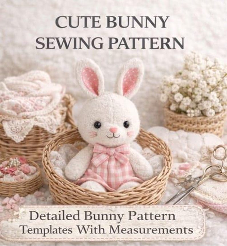 Toy Rabbit Pattern Templates Plush Bunny Sewing Pattern – DIY Soft Toy With Dress (PDF Guide - Etsy ...