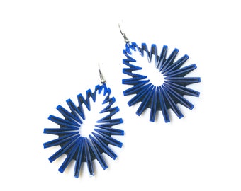 Pendientes DROP impresos en 3D (azul sobre negro)