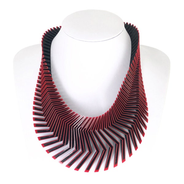 ZEBRA 3D Printed Necklace (Red on Black)