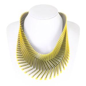 ZEBRA 3D Printed Necklace (Yellow on Grey)