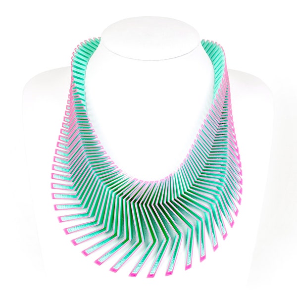 ZEBRA 3D Printed Necklace (Pink on Green)