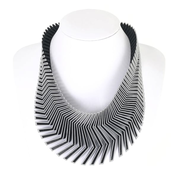 ZEBRA 3D Printed Necklace (Grey on Black)