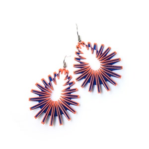 DROP 3D Printed Earrings (Orange on Blue)