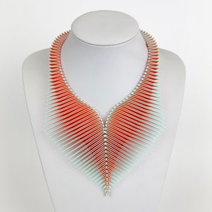 MOTH 3D Printed Necklace (Mint on Orange)